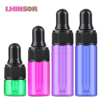 

50pcs/lot 1ml 2ml 3ml 5ml Colorful Glass Dropper Jars Vials with Pipette for Cosmetic Perfume Doterra Essential Oil Bottles