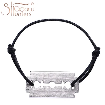 

SHADOWHUNTERS Real 100% 925 Sterling Silver Black Rope Bracelets For Men Classic Bijoux Hemme Jewelry Making Accessories