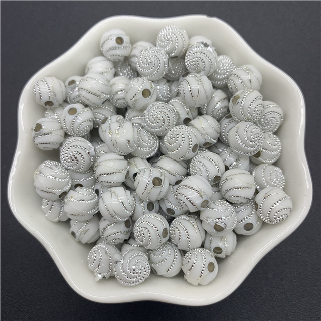8mm Acrylic Spacer Beads Carving Vortex Loose Round Shape Beads For Jewelry Making