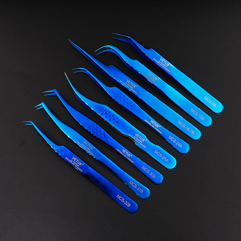 Vetus MCS Series Russian Volume Bloom Eyelash Extension Tweezers Stainless Precision Lash Tweezers Tools 1pcs eyelash tweezers