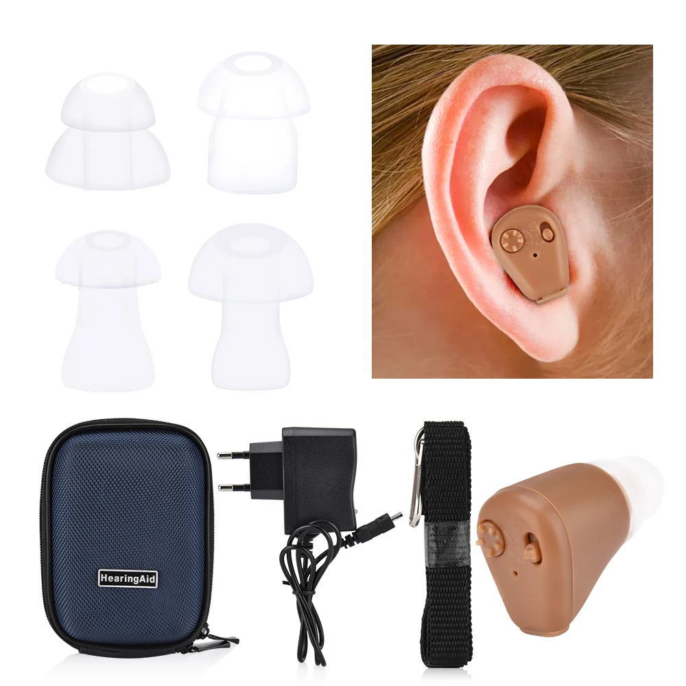 

Hearing Aid Rechargeable Mini Invisible Sound Amplifier Volume Adjustable Wireless Hearing Aids Device Ear Care Tool