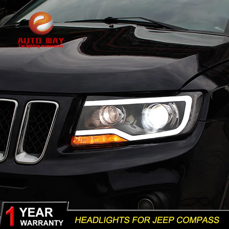Автомобильный Стайлинг чехол для передней фары Jeep Compass 2011 2017 светодиодный ная