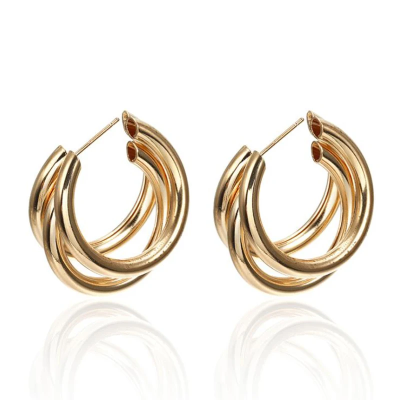 

Exaggerated C-shaped multi-layer alloy earrings bohemian style earrings Metal alloy earrings for women jewelry