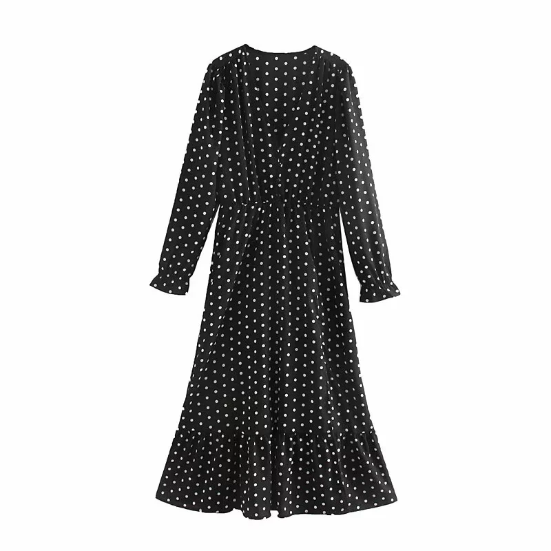 Увядшее английское элегантное винтажное платье в горошек с v-образным вырезом миди Женское Платье vestidos de fiesta de noche vestidos Макси Платье Блейзер - Цвет: dot