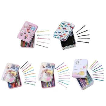 

50pcs/box Women Color Alloy Bobby Pins Simple Candy Color Hair Clip Girls Bangs Side Fringe Hairpin Clamp Decorative Barrette Ha