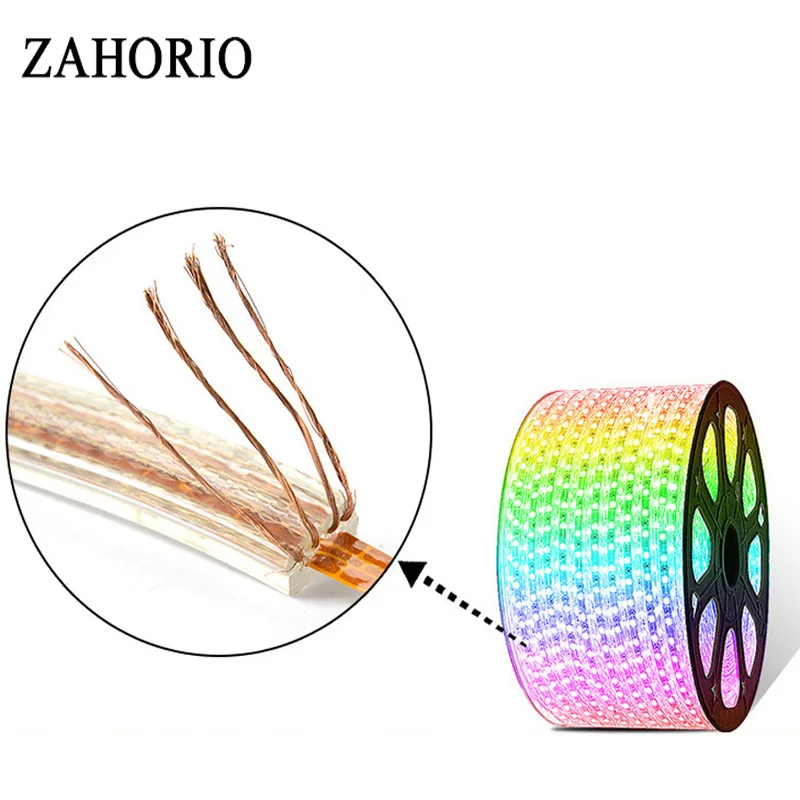 AC220V 5 м 8 10 Светодиодные полосы светильник водонепроницаемый SMD5050 водить 60leds/m RGB