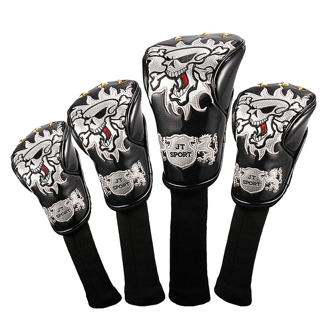 US $8.27 New 4Colors Skull Head Golf cover Headcover for Driver 3#Fairway Wood 5#Fairway Wood Golden Spots u