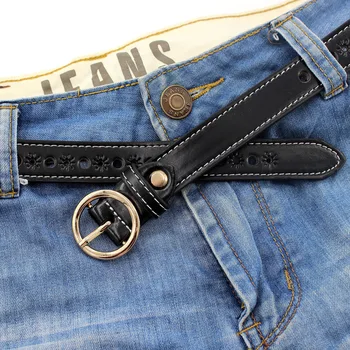 

Genuine leather women belt high quality fashion casual alloy round buckle with ladies trend jeans for belt Vintage belt