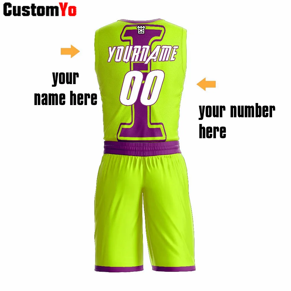 快適な緑と紫ノースリーブバスケットボールユニフォーム印刷番号バスケットボールショーツ バスケットボールジャージ Aliexpress