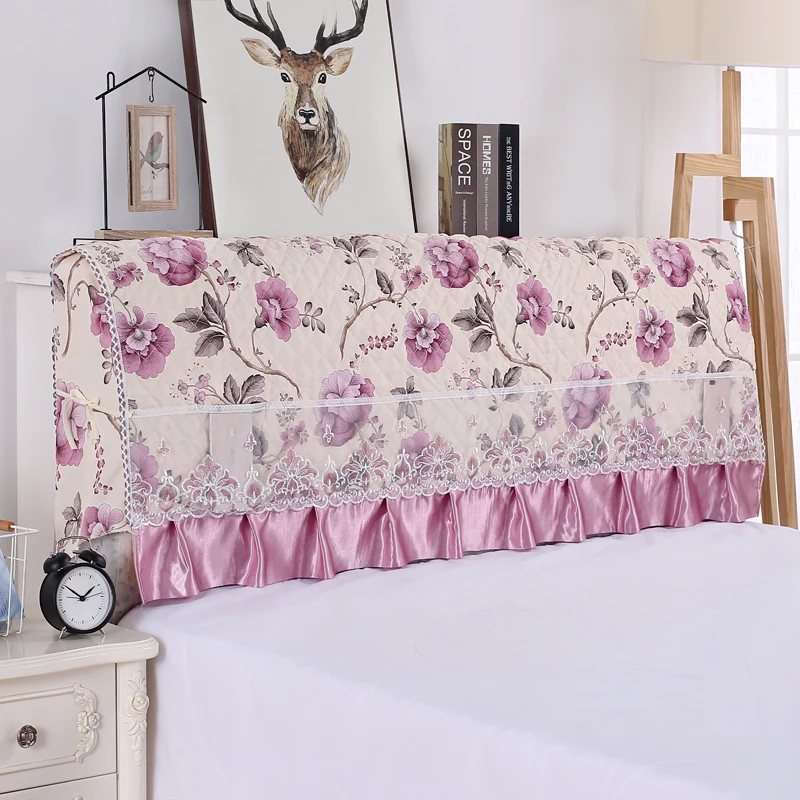 

Modern Solid Elastic Head Cover Washable Dust-proof Cover Embroidery Lace Headboard Cover Cotton Clamping Removal Head Cover