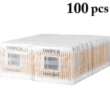 Kapmore 100 шт. ватный тампон деревянные палочки для двойной головкой ватных палочек, макияж тампон для Красота макияж носа, чистка ушей Kapmore 100 шт. ватный тампон деревянные палочки для двойной головкой ватных палочек, макияж тампон для Красота макияж носа, чистка ушей