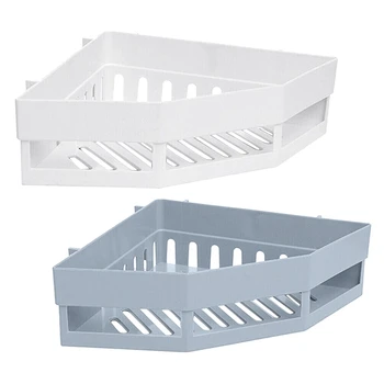 

2 Pcs Bathroom Shelf Adhesive Storage Rack Corner Holder Shower Gel Shampoo Basket Storage Basket