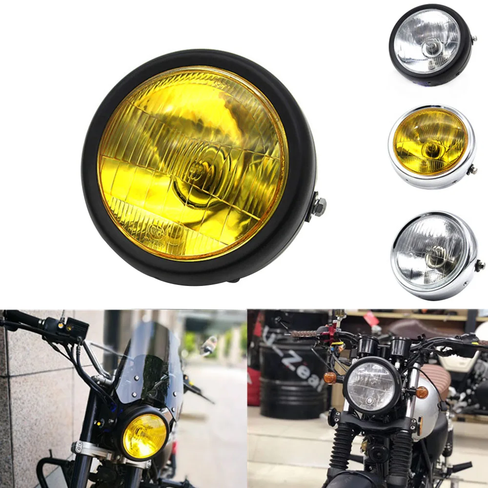 

DC 12V Motorcycle Refit Headlight Vintage Round Motorcycle Head Light Scooter Motorbike Motor Front Headlights Lamp Universal O1