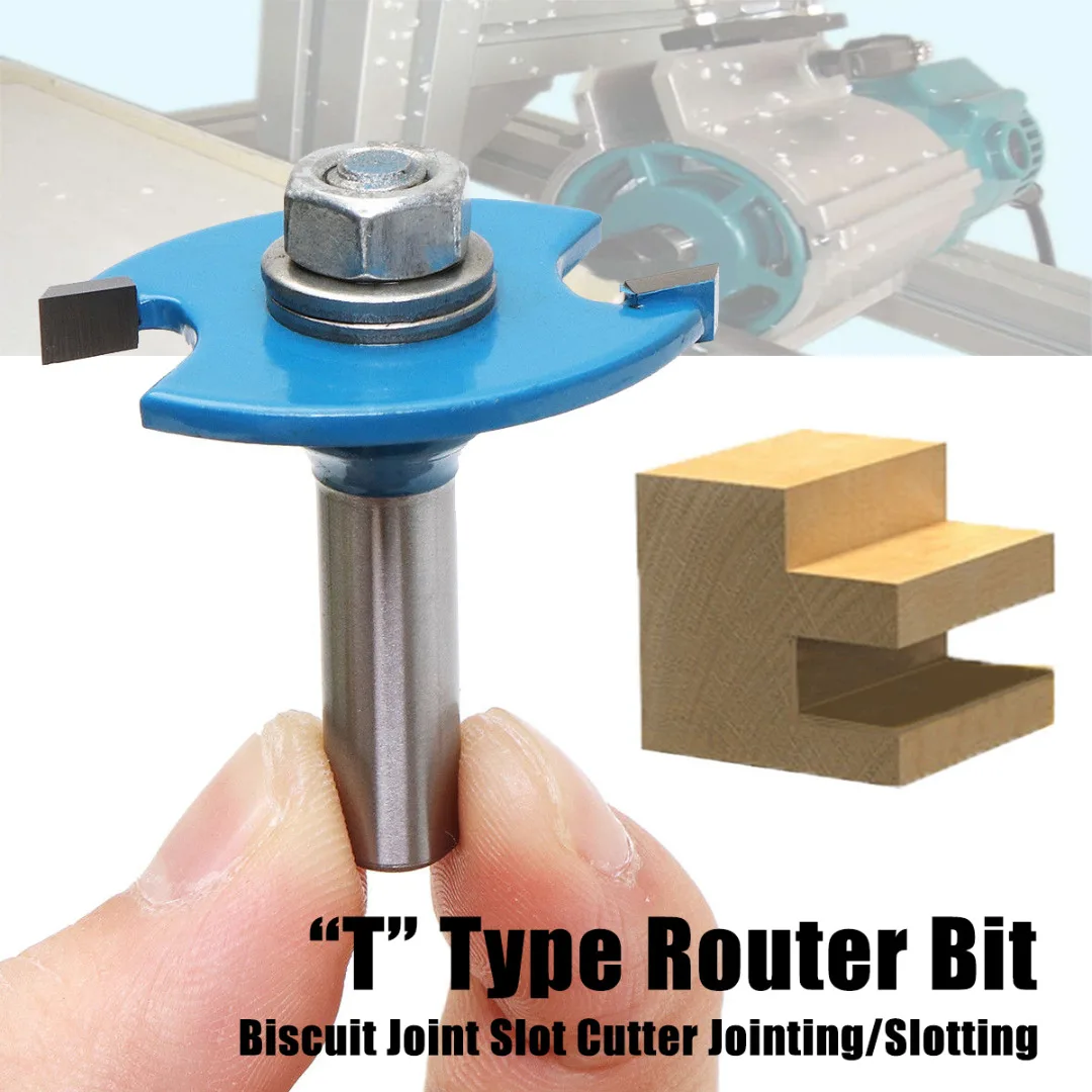 DWZ 8mm ''T'' Type Shank Biscuit Cutter Joint Slot Slotting Woodwork Router Bit Tool