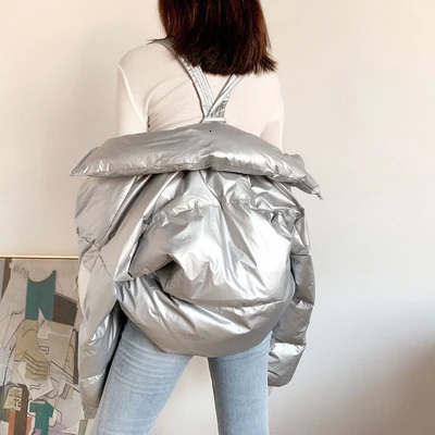 Silver ZURICHOUSE женская пуховая парка зимнее короткое пуховое пальто модные яркие цвета Свободные теплые зимние куртки для женщин - Цвет: Silver