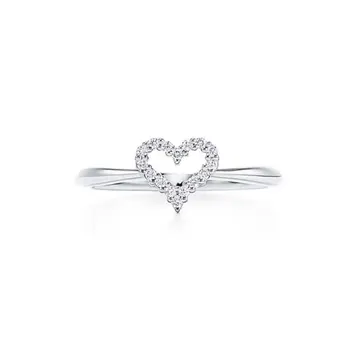 

JZ TFB RLLEN High Quality 1: 1 Original 925 Sterling Silver Simple Heart Shaped Gem Pop Ring with Logo DIY Jewelry for Women.