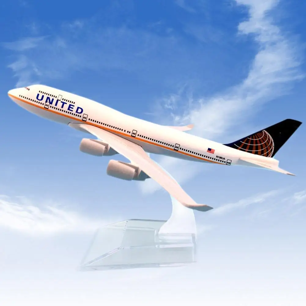 Модель самолета из сплава под давлением модель для детей 1/400 United Airliner B747