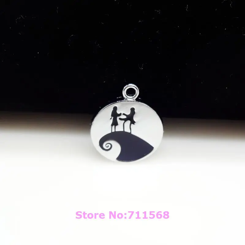 Sally N Jack On Christmas Hat Round Plate Nightmare Before Christmas Dangle Necklace Bracelet Pendants For DIY Fashion Jewelry