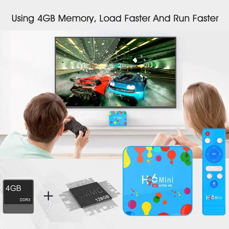 H96 Mini H6 Android9.0 ТВ приставка 4G + 128G Cortex A53 6K 2 4G/5G WiFi медиаплеер Поддержка формата фото