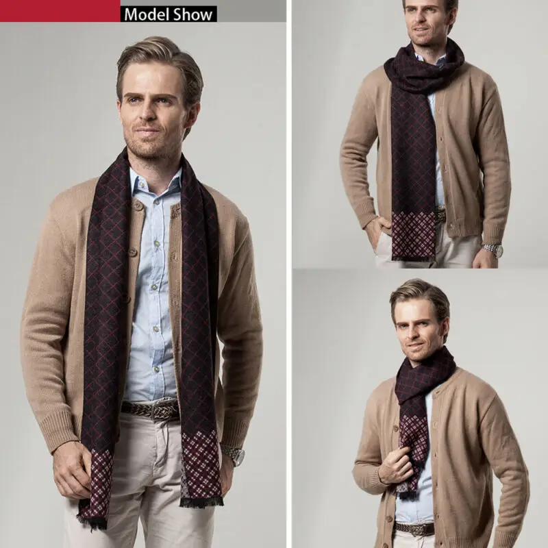 Роскошная мужская одежда для бизнеса шарф пашмины кашемировый теплый шарф-шаль шарф осень зима мужской плед печати шарф мужские модные шарфы