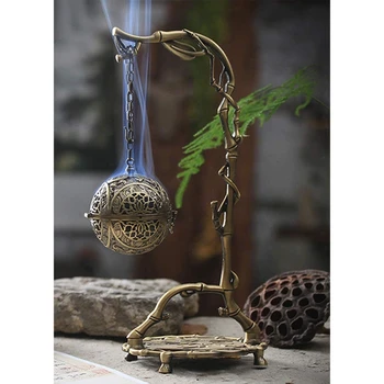 

Practical Hanging Incense Burner Holder Ball Shaped Carved Dragon Cone Incense Burner for Home Air Purification Decoration