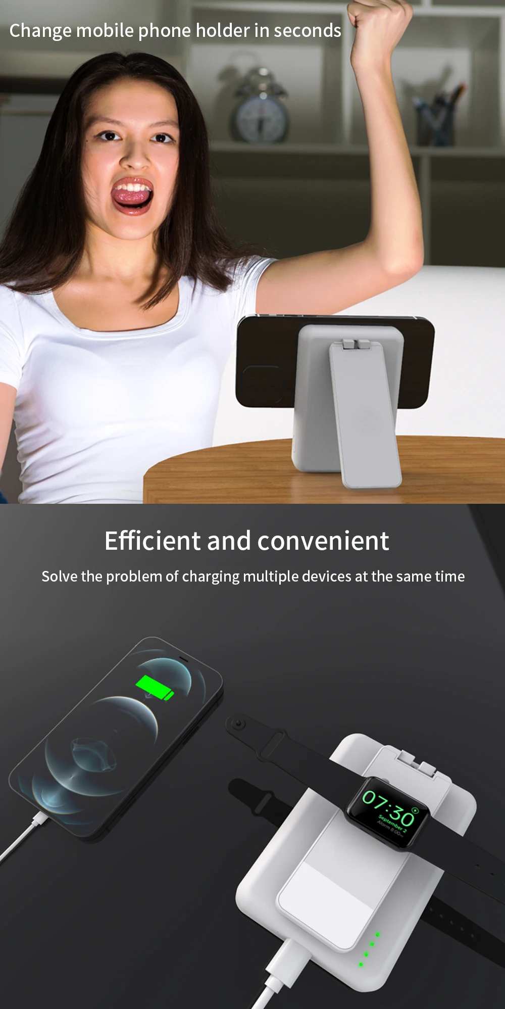 best portable phone charger 4 in 1 Powerbank Wireless Charger For iPhone 13 12 Pro Max Mini PD 20W Magnetic Smart Watch Power Bank Phone Holder Ring Light power bank battery