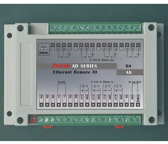 4AD 4DA Ethernet Analog I/O Module, PID Control, P2P PLC Logic Control, Modbus TCP RTU WEB Server, Expandable