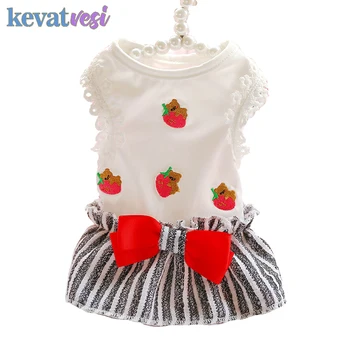 

Strawberry Print Pet Dog Dress Summer Princess Dresses For Puppy Small Medium Dogs Chihuahua Pet Clothing Breathable Dog Clothes
