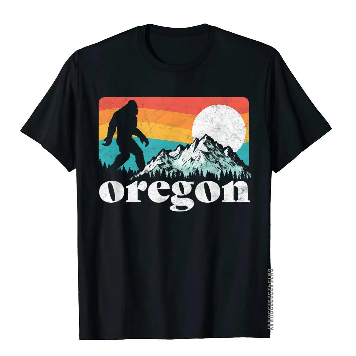 Oregon Pride Bigfoot Mountains 80's Vintage Nature Design T-Shirt__A10989black