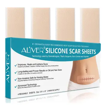 

4pcs/box Reusable Silicone Scar Removal Patch Remove Trauma Burn Scar Sheet Skin Repair Scar Removal Therapy Patch Health Care