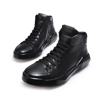 

England Style Top Quality Brand Mens Genuine Leather Pigskin Lace Up Fashion Breathable High Top Thick Bottom Casual Shoes Male