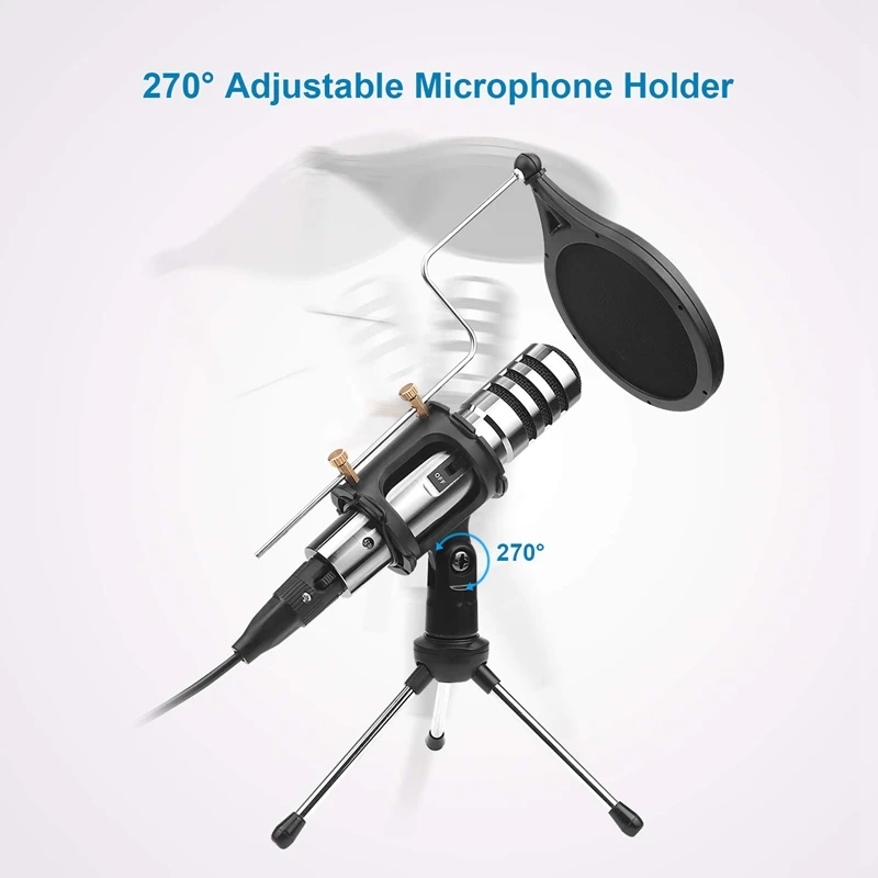Condenser Microphone,3.5Mm Studio Recording Broadcast Computer Microphone with Tripod Stand for Karaoke,Gaming,Podcast,Video Con