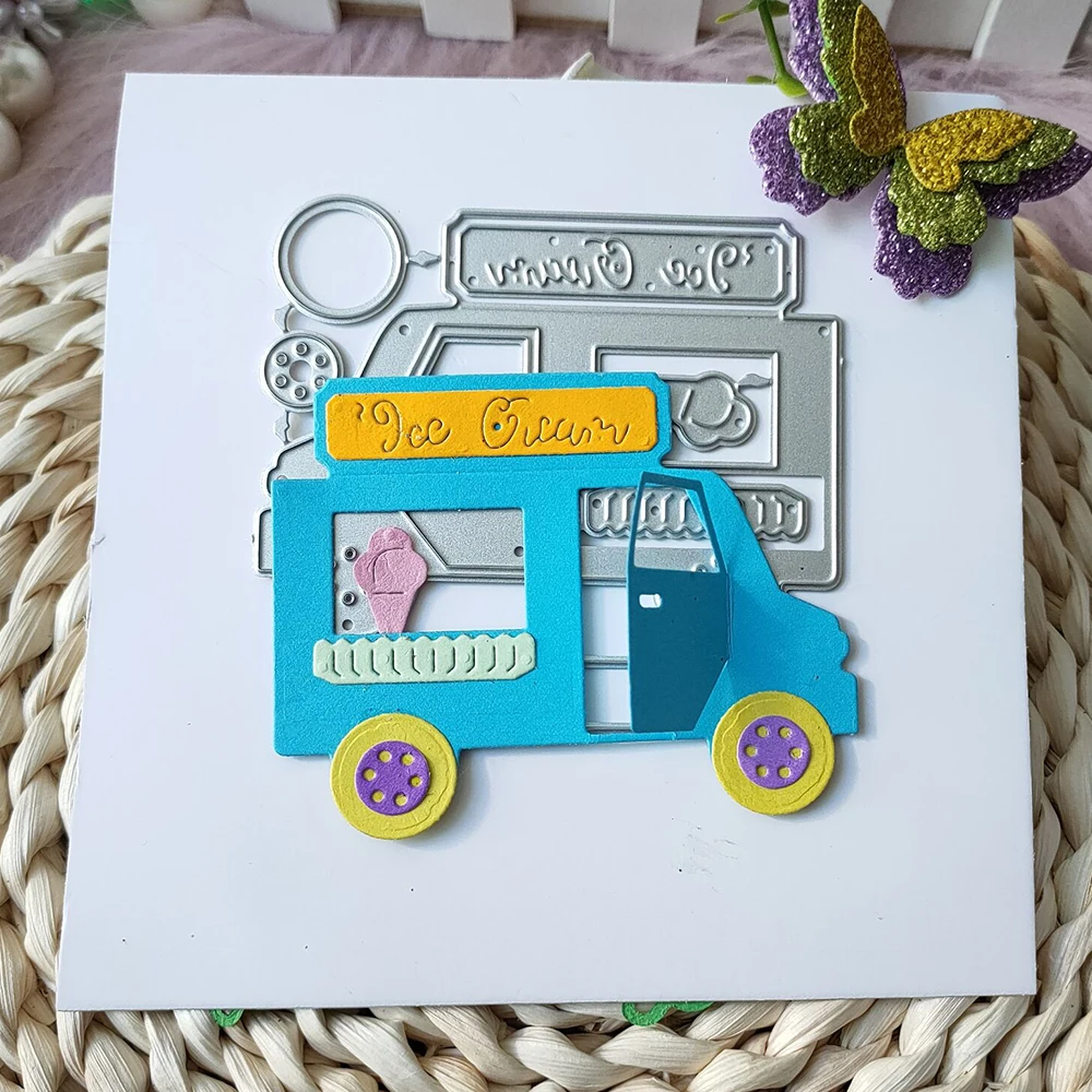 

New Ice Cream truck metal cutting die mould scrapbook decoration embossed photo album decoration card making DIY handicrafts