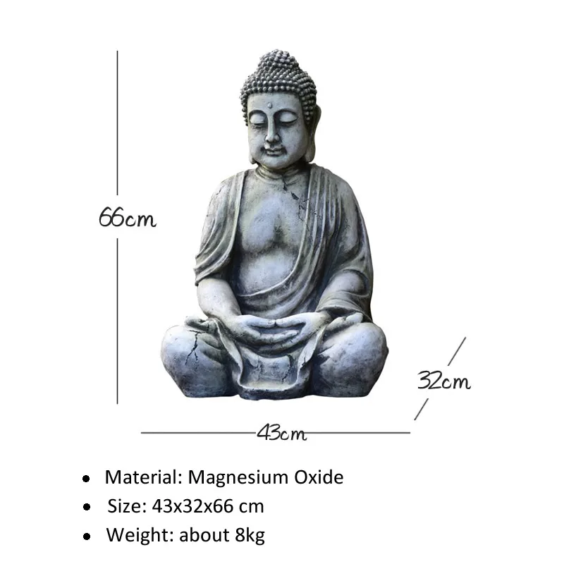 Estatueta vintage de buda para ambientes internos e externos, decoração de jardim e escritório, estatueta de budismo zen para decoração