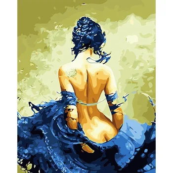 

Blue Girl Paint By Numbers Coloring Hand Painted Home Decor Kits Drawing Canvas DIY Oil Painting Pictures By Numbers
