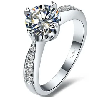 

Test Positive Sterling Silver Jewelry Affordable Ring 925 1CT Moissanite Diamond Ring for Women Engagement 18K White Gold Plated