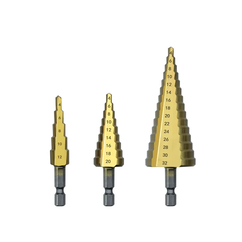 

Large HSS 4241 Steel Step Cone Drill Countersink Titanium Bit Set Hole 4-12mm 4-20mm