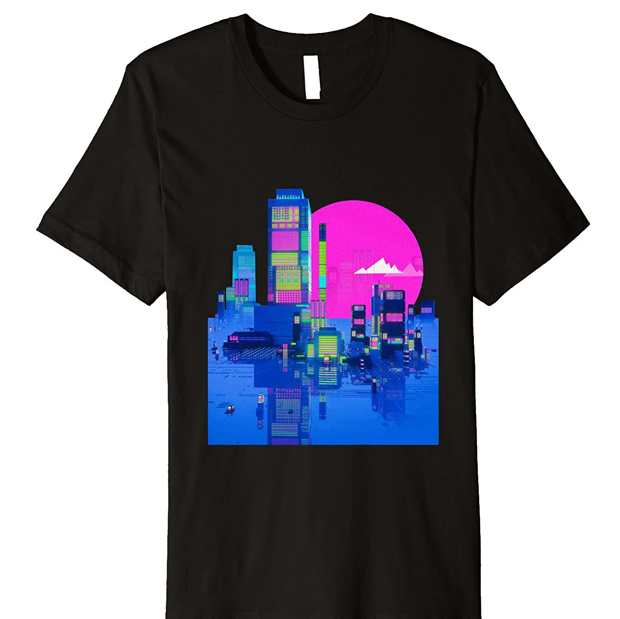 Летняя мода Забавный принт футболки Skyline City аниме Япония отаку Эстетическая Vaporwave скейт