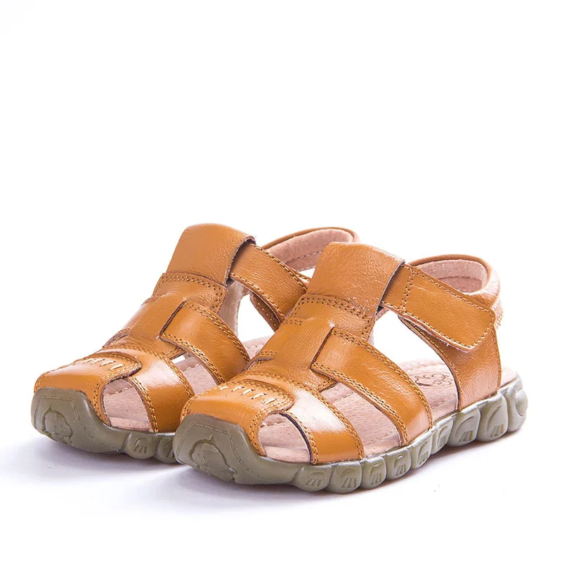 

AFDSWG girls summer shoes 100% leather sandals for kids yellow shoe sports male white sandals kids black sandals for boys