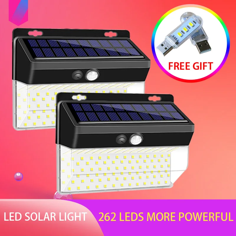 262LEDS Garden Lamp Solar Waterproof Street Garland Light PIR Motion Sensor Sunlight Security Battery Lantern | Освещение