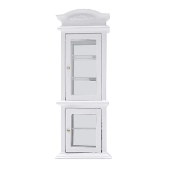 

1:12 Mini Doll House White Transparent Window Cupboard Display Cabinet