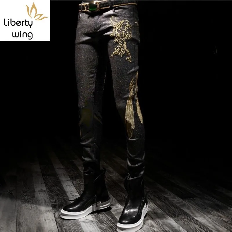 

High Quality Brand Mens Trousers Fashion Solid Cotton Embroidery Male Casual Streetwear Slim Fit Elastic Pants Plus Size