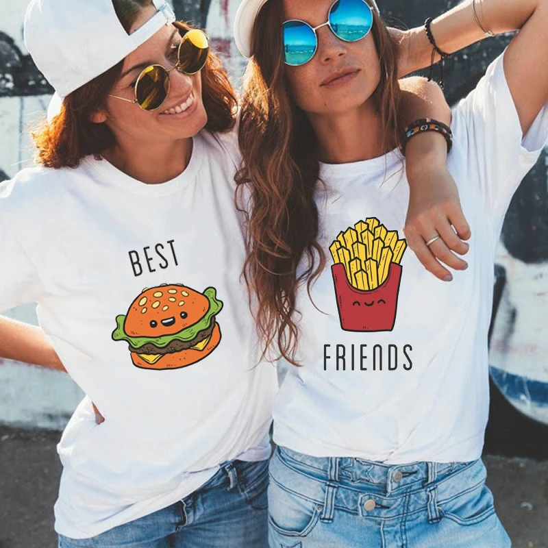 Justice Girls Sz 12 Besties Forever Shirt Hamburger Fries Twins 2 Guc