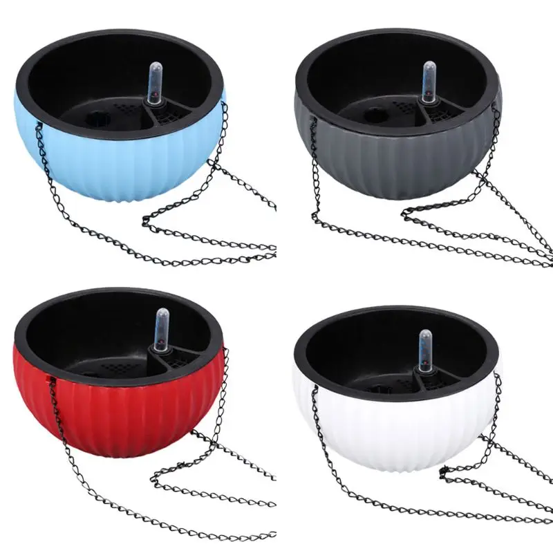 

4 Colors Self Watering Hanging Planter Includes Chain and Water Level Indicator