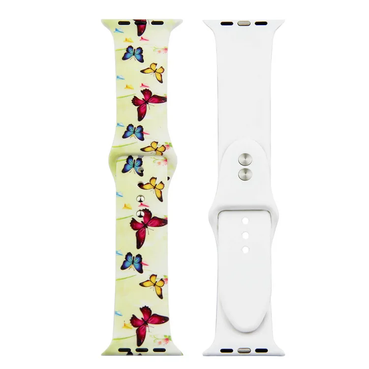 Ремешок с принтом для apple watch 5, 4, ремешок 44 мм, 40 мм, iwatch 5, 4, 3, 2, 1, ремешок 42 мм, 38 мм, спортивный силиконовый браслет, наручный ремень, аксессуары
