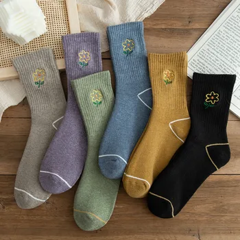 

New Women Cotton Rabbit Flower Embroidery Thick Terry Warm Soft Middle Tube Socks Winter High Quality Personality Trend Female