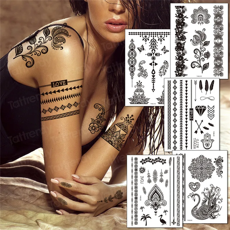 stockings tattoo legs black henna lace bracelet tattoo sticker tattoo sticker,temporary tattoos,makeup stickers