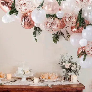 

68PCS Rose Gold Latex Balloon Garland Eucalyptus Leaf Confetti Ballon for Birthday Wedding Party Baby Shower Decor Baloon Arch