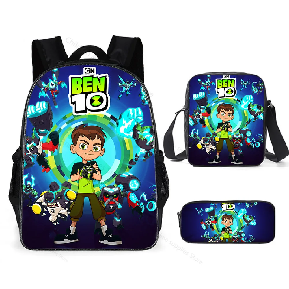 Ben mochila escolar de dibujos animados para adolescentes y niños, mochila de tres piezas de poliéster resistente desgaste, escolar para estudiantes|Figuras de acción| - AliExpress