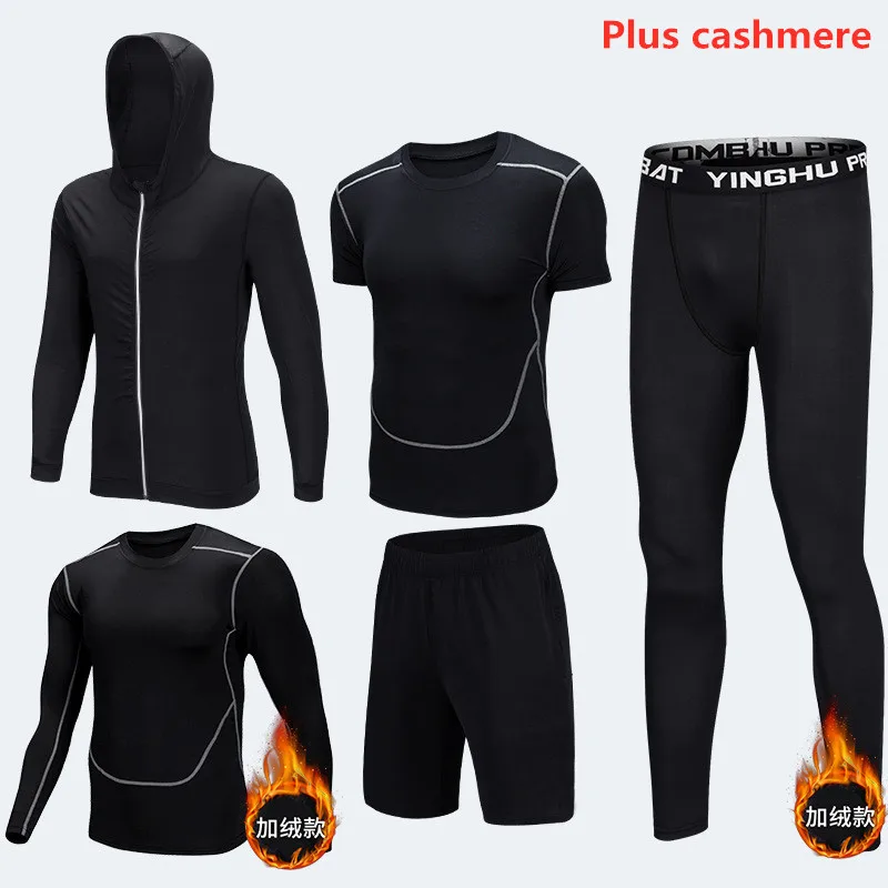 New 5 Pcs/Set Men's Tracksuit Sports Suit Gym Fitness Compression Clothes Running Jogging Sport Wear Exercise Workout Tights - Цвет: Style 17